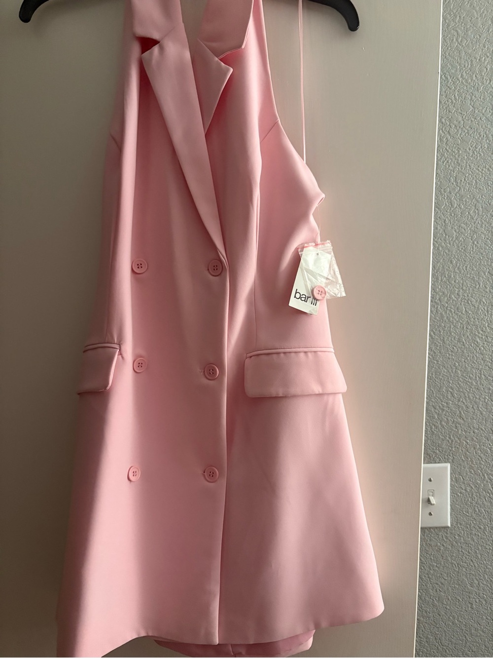 Bar III Pink Sleeveless, backless Double-Breasted Dress… So Pretty in Pink!
